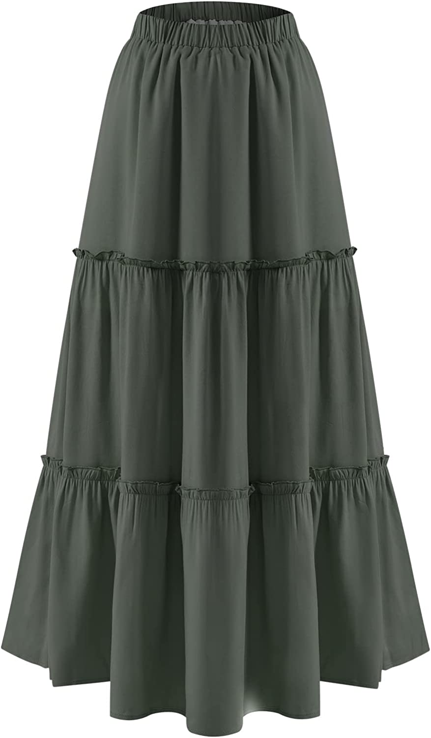 251030114923747_1 BOMAROLAN Women's Boho Maxi Skirts Summer A Line Long Skirts Ruffle Swing Beach Skirts for Women - Image 1